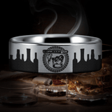 Silver Tungsten Whiskey and Cigar RIng