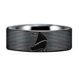 Silver Tungsten Sailboat Ring
