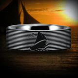 Silver Tungsten Sailboat Ring