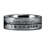 Silver Tungsten Christian Bow Archer Ring