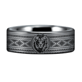 Silver Tungsten Lion Tribal Ring