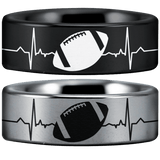 Tungsten American Football Lifeline Ring