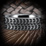 Silver Tungsten Racing Tire Ring