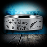 Silver Tungsten Semicolon Ring