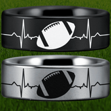 Tungsten American Football Lifeline Ring