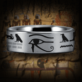 Silver Tungsten Hieroglyphs Ring