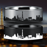 Tungsten Paris Skyline Ring