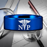 Nurse Practitioner Tungsten Carbide Ring (Blue)