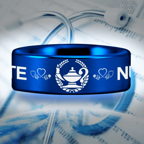 Nursing Lamp Graduation Tungsten Carbide Ring (Blue)