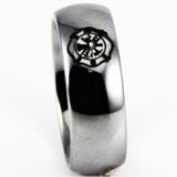 Silver Tungsten Firefighter's Black Logo Ring