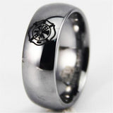Silver Tungsten Firefighter's Black Logo Ring