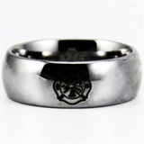 Silver Tungsten Firefighter's Black Logo Ring