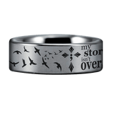 Silver Tungsten Semicolon Ring