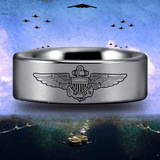 Tungsten Naval Aviator Ring (Black and Silver)