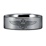 Tungsten Naval Aviator Ring (Black and Silver)