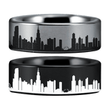 Tungsten Chicago Skyline Ring