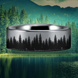 Silver Tungsten Tree Scenery Ring