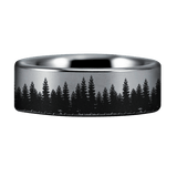 Silver Tungsten Tree Scenery Ring