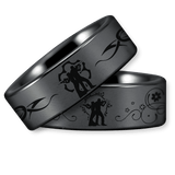 Silver Tungsten Armed Couple Ring