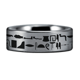 Silver Tungsten Hieroglyphs Ring