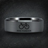 Silver Tungsten Bike Forever Ring