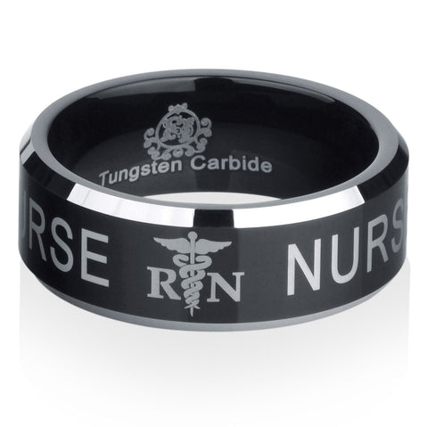 Black Tungsten Registered Nurse Ring - Friends of Irony LLC