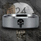 Silver Tungsten 24th Infantry Skull Ring