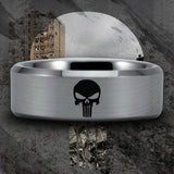 Silver Tungsten Hunter Plain Skull Ring
