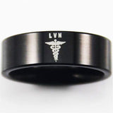 Black Tungsten Licensed Vocational Nurse Ring - Friends of Irony LLC