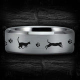 Silver Tungsten Lazy Cat Ring