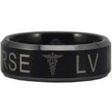 Black Tungsten Licensed Vocational Nurse New Logo Ring - Friends of Irony LLC