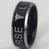 Black Tungsten Licensed Vocational Nurse New Logo Ring - Friends of Irony LLC