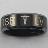 Black Tungsten Licensed Vocational Nurse New Logo Ring - Friends of Irony LLC