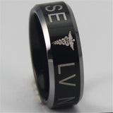 Black Tungsten Licensed Vocational Nurse New Logo Ring - Friends of Irony LLC