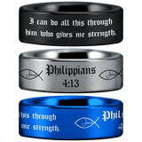 Tungsten Philippians 4:13 Ring