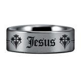 Silver Tungsten Jesus Ring