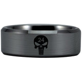 Silver Tungsten 24th Infantry Skull Ring