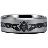 Silver Tungsten Claddagh Ring