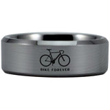 Silver Tungsten Modern Ride and Bike Forever Ring