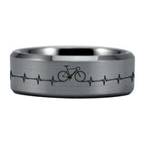 Silver Tungsten Bike and Heart Beat Ring