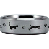 Silver Tungsten Lazy Cat Ring