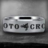 Silver Tungsten Motocross Stunt Ring