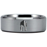 Silver Tungsten Spartan Mask Ring