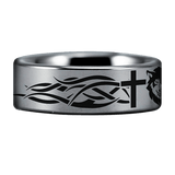 Silver Tungsten Chaplain Wolf Ring