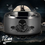 Silver Tungsten Submariner Skull and Dolphin Ring