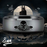 Silver Tungsten Submariner Skull and Dolphin Ring