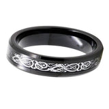 Slim Beveled Silver Dragon Tungsten Wedding Ring